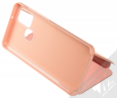 1Mcz Clear View flipové pouzdro pro Samsung Galaxy A21s růžová (pink) stojánek