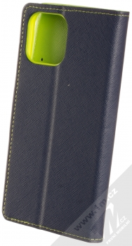 1Mcz Fancy Book flipové pouzdro pro Apple iPhone 12 Pro Max modrá limetkově zelená (blue lime) zezadu