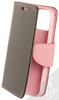 1Mcz Fancy Book flipové pouzdro pro Apple iPhone 13 mini černá růžová (black pink)