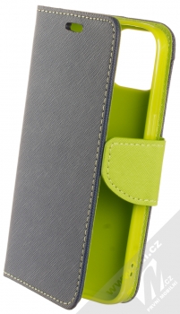 1Mcz Fancy Book flipové pouzdro pro Apple iPhone 13 modrá limetkově zelená (blue lime)