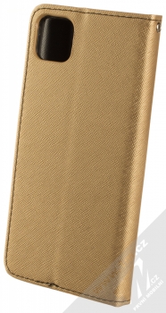 1Mcz Fancy Book flipové pouzdro pro Samsung Galaxy A22 5G zlatá černá (gold black) zezadu