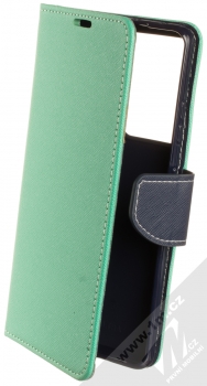 1Mcz Fancy Book flipové pouzdro pro Samsung Galaxy S21 Ultra mátově zelená modrá (mint blue)