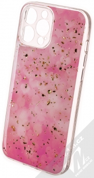 1Mcz Gold Glam Růžové odlesky Skinny TPU ochranný kryt pro Apple iPhone 13 Pro Max růžová (pink)