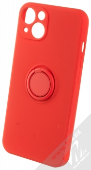 1Mcz Grip Ring Skinny ochranný kryt s držákem na prst pro Apple iPhone 13 červená (red)
