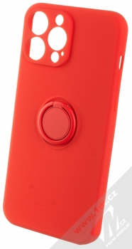 1Mcz Grip Ring Skinny ochranný kryt s držákem na prst pro Apple iPhone 13 Pro Max červená (red)