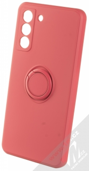 1Mcz Grip Ring Skinny ochranný kryt s držákem na prst pro Samsung Galaxy S21 FE růžová (bubblegum pink)