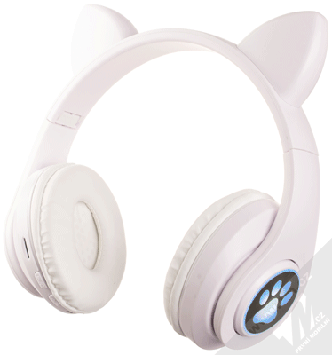 1Mcz JST-B39M Bluetooth stereo sluchátka s oušky a světelnými efekty bílá (white) zezadu animace