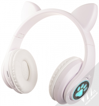 1Mcz JST-B39M Bluetooth stereo sluchátka s oušky a světelnými efekty bílá (white) zezadu