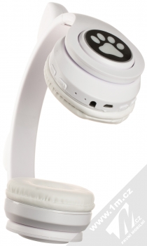 1Mcz JST-B39M Bluetooth stereo sluchátka s oušky a světelnými efekty bílá (white) zezdola (tlačítka a konektory)