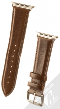 1Mcz Kožený řemínek s přezkou pro Apple Watch 42mm, Watch 44mm, Watch 45mm hnědá (brown)