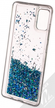 1Mcz Liquid Diamond Sparkle ochranný kryt s přesýpacím efektem třpytek pro Samsung Galaxy A51 tyrkysová (turquoise) zepředu