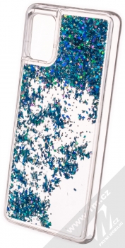 1Mcz Liquid Diamond Sparkle ochranný kryt s přesýpacím efektem třpytek pro Samsung Galaxy A51 tyrkysová (turquoise) zezadu