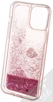 1Mcz Liquid Heart Sparkle ochranný kryt s přesýpacím efektem třpytek pro Apple iPhone 13 Pro Max světle růžová (light pink) zepředu