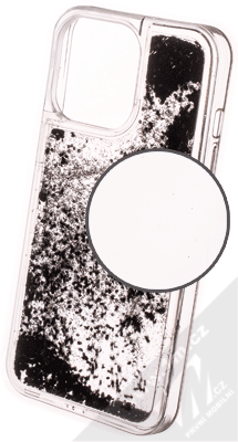 1Mcz Liquid Hexagon Sparkle ochranný kryt s přesýpacím efektem třpytek pro Apple iPhone 13 Pro černá (black)
