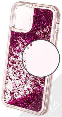 1Mcz Liquid Hexagon Sparkle ochranný kryt s přesýpacím efektem třpytek pro Apple iPhone 12, iPhone 12 Pro sytě růžová (hot pink)