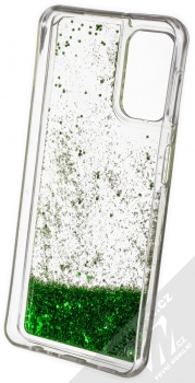1Mcz Liquid Hexagon Sparkle ochranný kryt s přesýpacím efektem třpytek pro Samsung Galaxy A32 5G zelená (green) zepředu