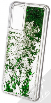 1Mcz Liquid Hexagon Sparkle ochranný kryt s přesýpacím efektem třpytek pro Samsung Galaxy A32 5G zelená (green) zezadu