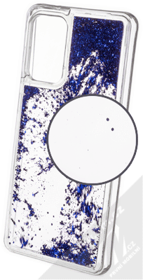 1Mcz Liquid Hexagon Sparkle ochranný kryt s přesýpacím efektem třpytek pro Samsung Galaxy A72, Galaxy A72 5G modrá (blue)
