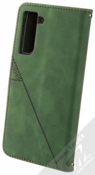 1Mcz Porto Book flipové pouzdro pro Samsung Galaxy S21 FE tmavě zelená (dark green) zezadu