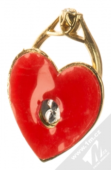 1Mcz Ring Srdce se zirkony držák na prst zlatá červená (gold red) zezadu