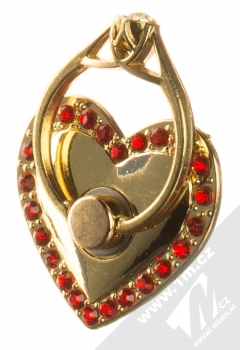 1Mcz Ring Srdce se zirkony držák na prst zlatá červená (gold red)
