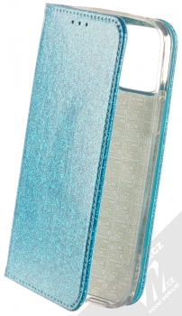 1Mcz Shining Book třpytivé flipové pouzdro pro Apple iPhone 12, iPhone 12 Pro modrá (blue)