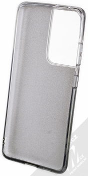 1Mcz Shining Duo TPU třpytivý ochranný kryt pro Samsung Galaxy S21 Ultra stříbrná černá (silver black) zepředu