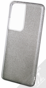 1Mcz Shining Duo TPU třpytivý ochranný kryt pro Samsung Galaxy S21 Ultra stříbrná černá (silver black)