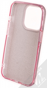 1Mcz Shining TPU třpytivý ochranný kryt pro Apple iPhone 14 Pro růžová (pink) zepředu