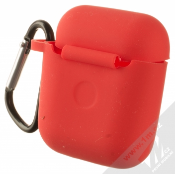 1Mcz Silicone Basic silikonové pouzdro pro sluchátka Apple AirPods červená (red) zezadu