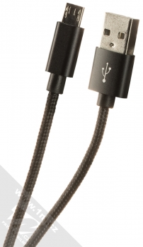 1Mcz Simple Braided opletený USB kabel s microUSB konektorem černá (black)