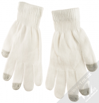 1Mcz Touch Gloves Basic pletené rukavice pro kapacitní dotykový displej bílá (white) dlaň rukou