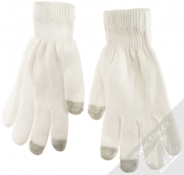 1Mcz Touch Gloves Basic pletené rukavice pro kapacitní dotykový displej bílá (white) hřbet rukou