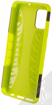 1Mcz Tread Stand odolný ochranný kryt se stojánkem pro Samsung Galaxy A51 limetkově zelená černá (lime green black) zepředu