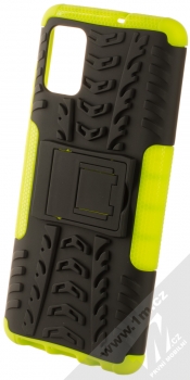 1Mcz Tread Stand odolný ochranný kryt se stojánkem pro Samsung Galaxy A51 limetkově zelená černá (lime green black)