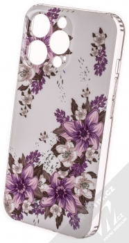 1Mcz Trendy Fialové lilie za světla Skinny TPU ochranný kryt pro Apple iPhone 13 Pro bílá fialová (white purple)