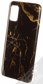1Mcz Trendy Mramor TPU ochranný kryt pro Samsung Galaxy A41 černá zlatá (black gold)