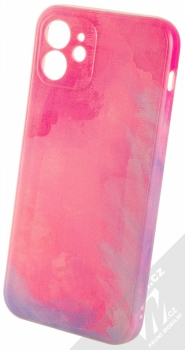 1Mcz Trendy Olejomalba Skinny TPU ochranný kryt pro Apple iPhone 12 růžová fialová (pink violet)
