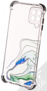 1Mcz Trendy Vodomalba Anti-Shock Skinny TPU ochranný kryt pro Samsung Galaxy A22 průhledná zelená černá (transparent green black) zepředu