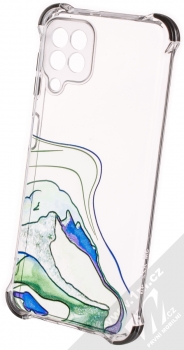 1Mcz Trendy Vodomalba Anti-Shock Skinny TPU ochranný kryt pro Samsung Galaxy A22, Galaxy M22, Galaxy M32 průhledná zelená černá (transparent green black)