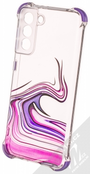 1Mcz Trendy Vodomalba Anti-Shock Skinny TPU ochranný kryt pro Samsung Galaxy S21 průhledná růžová fialová (transparent pink violet)