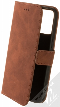 1Mcz Velvet Book flipové pouzdro pro Apple iPhone 14 Pro Max hnědá (brown)