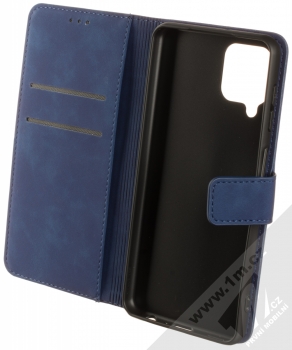 1Mcz Velvet Book flipové pouzdro pro Samsung Galaxy A22 tmavě modrá (dark blue) otevřené