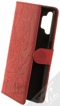 1Mcz Velvety Burrow Tygr 1 Book flipové pouzdro pro Samsung Galaxy A32 5G, Galaxy M32 5G červená (red)