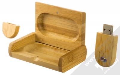 1Mcz Wooden Data Briefcase 32GB USB 2.0 Flash disk ve dřevě a dřevěném kufříku borovicově béžová (pine beige)