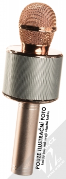 1Mcz WS-858 Bluetooth karaoke mikrofon s reproduktorem - B JAKOST (ošoupaná barva!) růžově zlatá (rose gold) zezadu