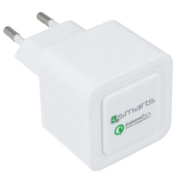 4smarts Rapid Quick nabíječka do sítě s USB výstupem a technologií Qualcomm Quick Chrage 2.0 pro mobilní telefon, mobil, smartphone bílá (qhite) - zepředu