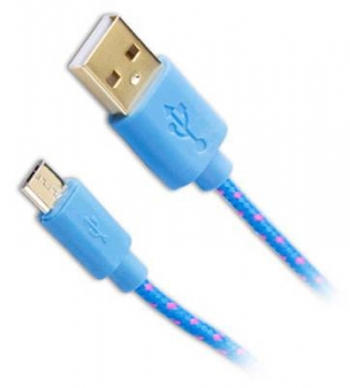 Fontastic Fancy textilně opletený USB kabel s microUSB konektorem blue