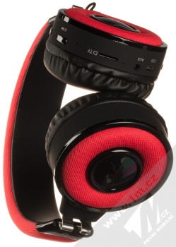 Aligator AH01 Bluetooth stereo sluchátka červená černá (red black) zezdola - ovládání a výstupy