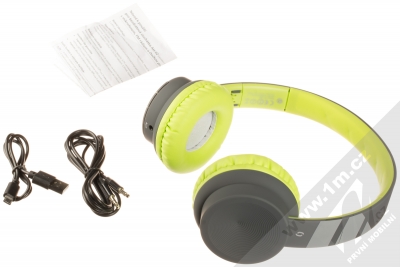 Aligator AH02 Bluetooth stereo sluchátka šedá zelená (grey lime green) balení